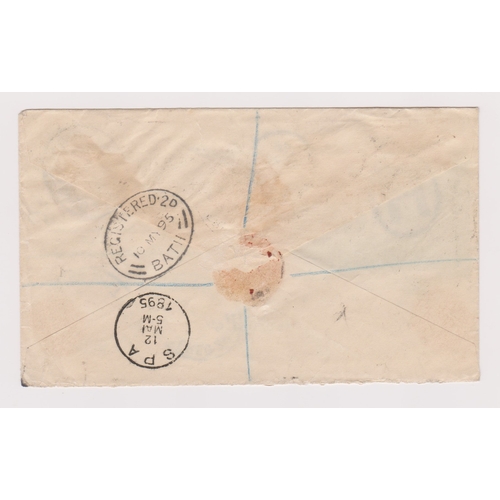 173 - Great Britain 1895-Illustrated stamp dealers envelope posted registered to Spa Belgium cancelled 10.... 