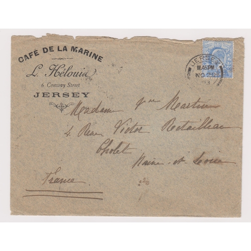 177 - Great Britain 1903-Commercial envelope posted to France cancelled 29.11.1903 Jersey on SG231-2.1/2d ... 