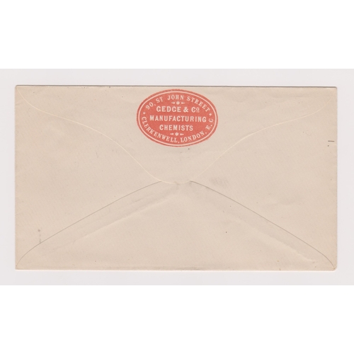 179 - Great Britain 1901-Michel U13A prepaid envelope posted to Hatton Garden 1/2d red orange postage canc... 
