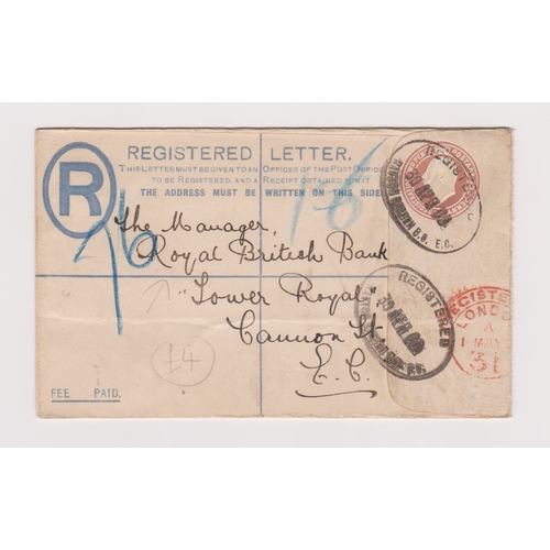 180 - Great Britain 1903-Michel EU22A prepaid registered envelope with 2d and 1d brown postal/registration... 