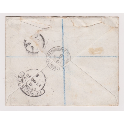 196 - Great Britain 1928-Michel U10C prepaid 1d rose rate envelope posted registered to Hitchin cancelled ... 