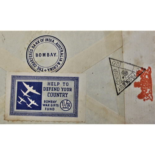 20 - Patriotic and Propaganda Cinderella Labels - 'Business Documents', posted Bombay, USA opened by cens... 