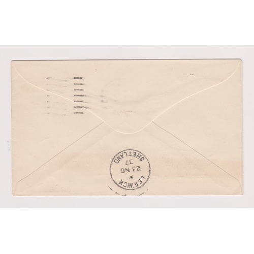 222 - Great Britain 1937-Illustrated Shetland Air Mail Service Inaugural Service 23.11.1937 posted to Lerw... 
