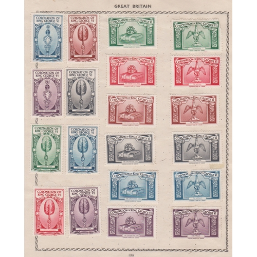 226 - Great Britain 1937-m/m group of (42) Cinderella labels for coronation of King George II showing coro... 
