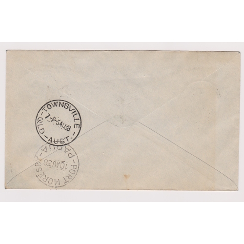 228 - Great Britain 1938-envelope posted to Papua via Australia  annotated 1st dispatch of