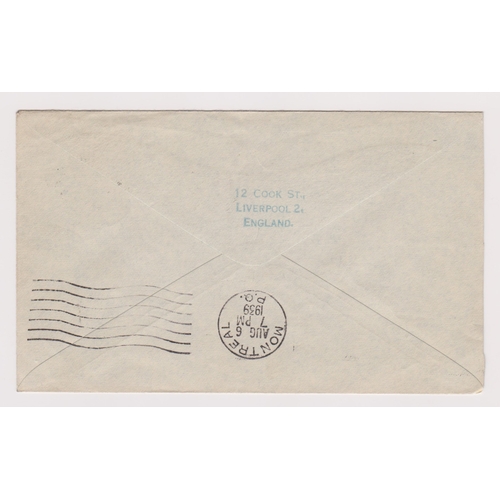 234 - Great Britain 1939-envelope posted air mail Liverpool to Montreal annotated North Atlantic Air Servi... 
