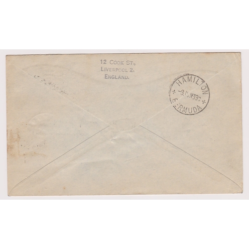 235 - Great Britain 1939-envelope posted air mail Liverpool to Bermuda annotated 1st Official air mail des... 