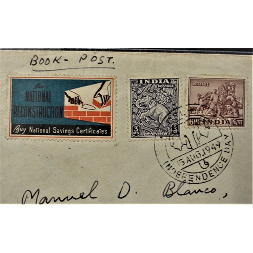 33 - Patriotic and Propaganda Cinderella Labels -Independence Day FDC posted India to Philippines 15.8.19... 