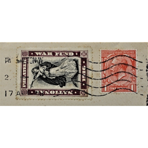 38 - Patriotic and Propaganda Cinderella Labels - WWI period envelope posted within London with KGV 1d st... 