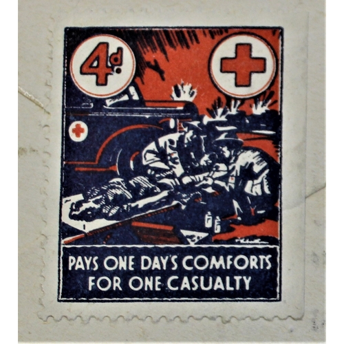 48 - Patriotic and Propaganda Cinderella Labels - Dated 1943 with 4d Red Cross Label on reverse