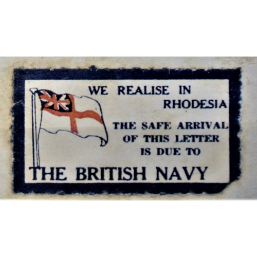 50 - Patriotic and Propaganda Cinderella Labels - Envelopes with Royal Navy Patriotic label. Rhodesia to ... 