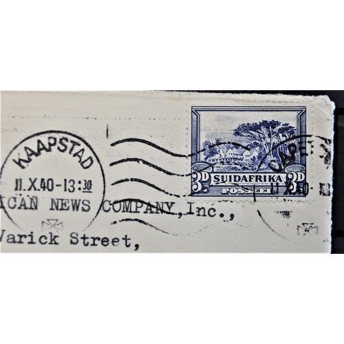 51 - Patriotic and Propaganda Cinderella Labels - South Africa to New York cancelled 1940 with large Roya... 