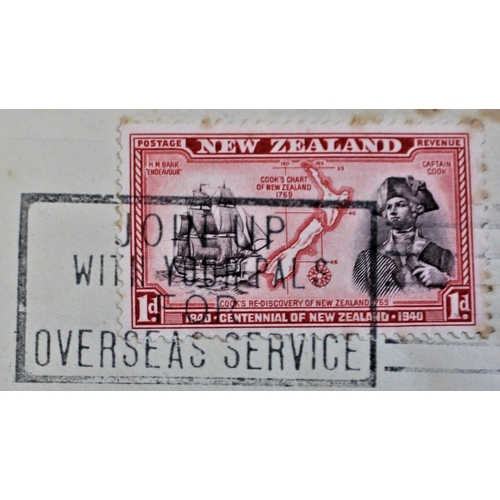 63 - Patriotic and Propaganda Cinderella Labels - Envelope dated 1940 posted within New Zealand cancelled... 