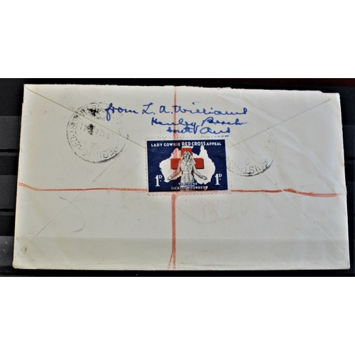 67 - Patriotic and Propaganda Cinderella Labels - Registered commercial cover posted 1941, Australia to N... 