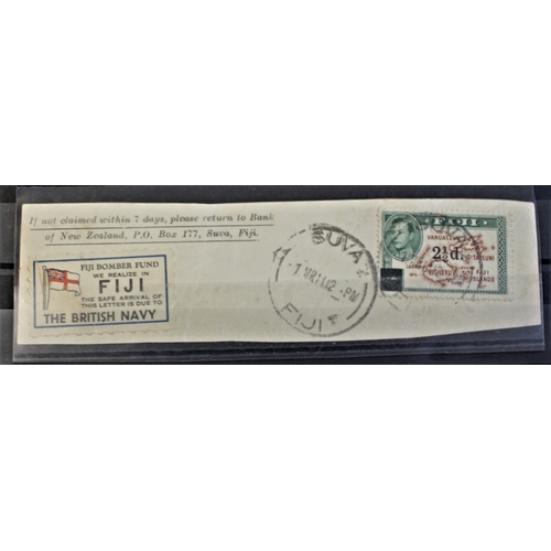 80 - Patriotic and Propaganda Cinderella Labels - 1942 Package piece cancelled 1942 Suva Fiji with a Fiji... 