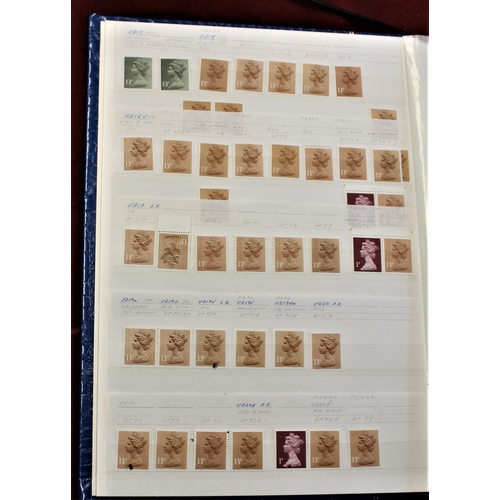 87 - Machin Issues - A highly specialised u/m mint collection in seven large stockbooks. A serious study ... 