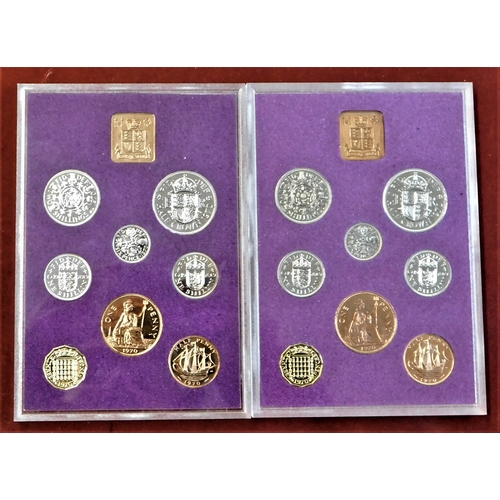 131 - Great Britain 1970 Proof sets (2), last LSD coins - 2s6d last Penny (8 coins). Cat £20 each set. Cas... 