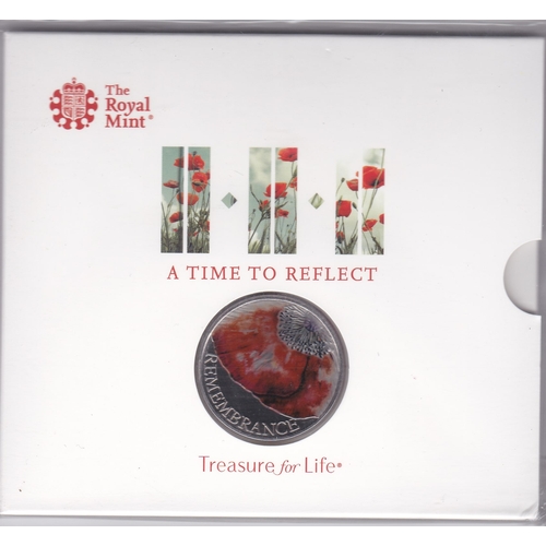 104 - Great Britain 2019 £5 Remembrance in Royal Mint folder 'A Time to Reflect', Bunc