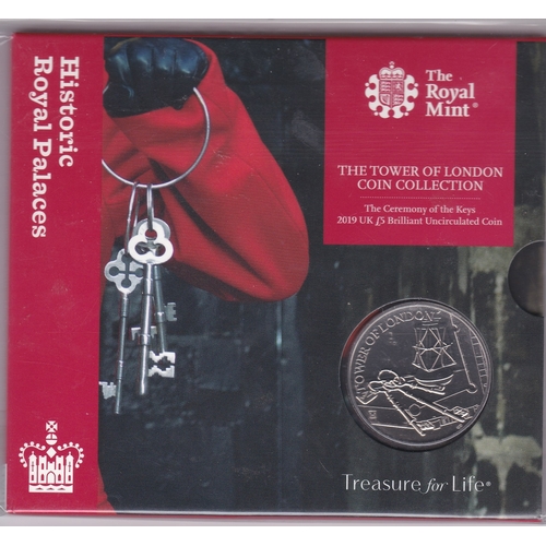 107 - Great Britain 2019 £5 Historic Royal Palaces, Tower of London - The Ceremony of the Keys, BUNC, Roya... 