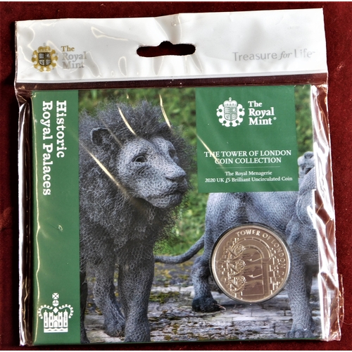 110 - Great Britain 2019 £5 Historic Royal Palaces, Tower of London pack, Bunc, The Royal Menagerie