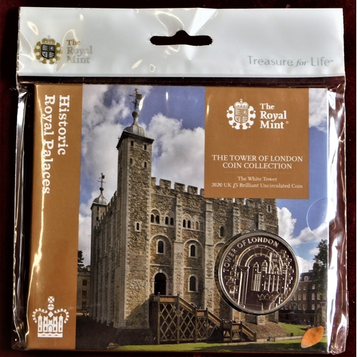 111 - Great Britain 2020 £5 The White Tower, BUNC, Historic Royal Palaces, Royal Mint pack