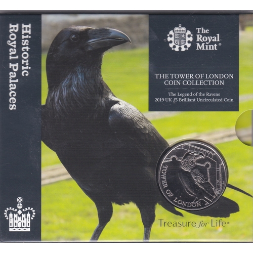 119 - Great Britain 2020 £5 The Legend of the Raven, The Tower London collection, BUNC in Royal Mint pack