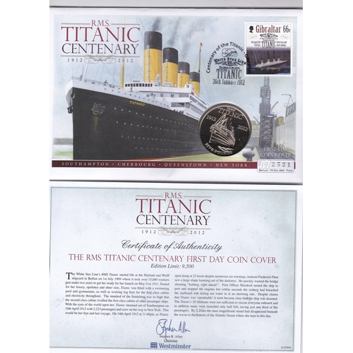 122 - Great Britain Stamp & Coin Cover 2012 Gibraltar stamp (Titanic) First Day Cover with £5, Titanic, Je... 