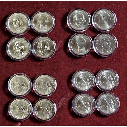 156 - USA - 2007 Presidential Dollar 'P' Satin (4) 'D Satin (4) BUNC in capsules (8)