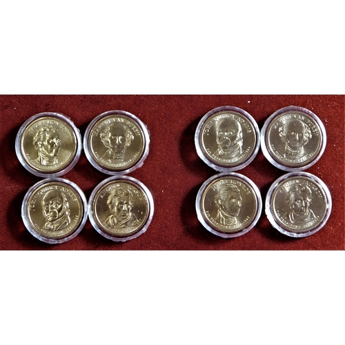 157 - USA - 2008 Presidential Dollar 'P'(4) and 'D'(4) BUNC (8) in capsules(8)