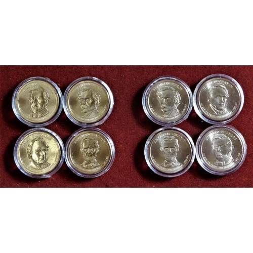 158 - USA - 2010-Presidential Dollars 'D' (4) and 'P' (4) satin finish, BUNC in capsules