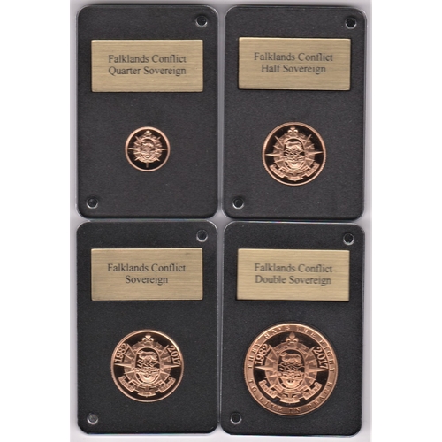 16 - The Falklands Conflict four Coin Sovereign set, made by The London Mint with certificate