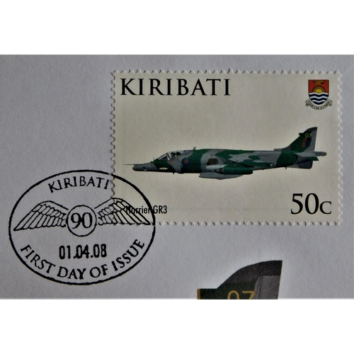 166 - 2008 - History of the  Royal Air force, Gibraltar 2008 crown BUNC on Kiribati FDC Hawker Harrier GR3