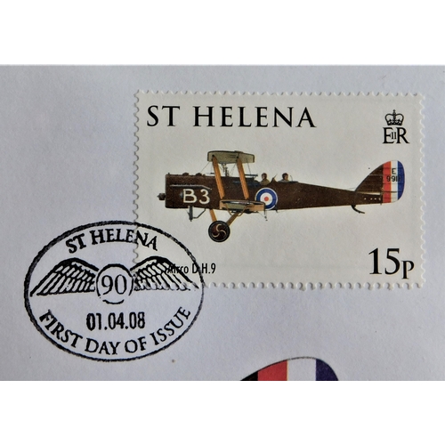 167 - 2008 - History of the Royal Air force, Gibraltar 2008 crown BUNC on St Helena FDC airco D.H.9