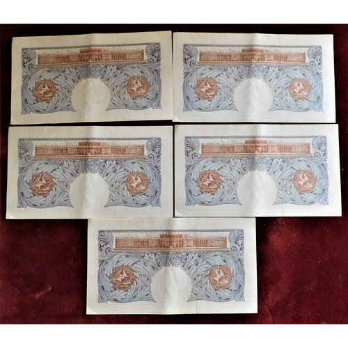 174 - 1934 £1 blue, K.O. Peppiatt, T30D, GEF, BE 47d, consecutive range of five