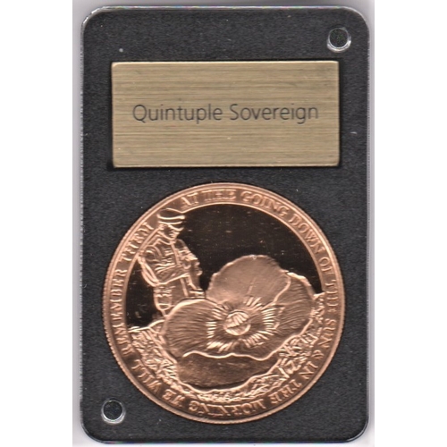 20 - 2018 WWII Centenary Proof Quintuple Sovereign Gibraltar issue, very fine design. 39,94 grams 22 cara... 