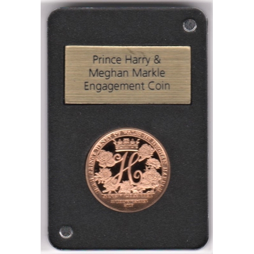 25 - 2017 Gold  One Pound Engagement Prince Harry & Megan Markle Gibraltar issue, 22ct (8 grams), with ce... 