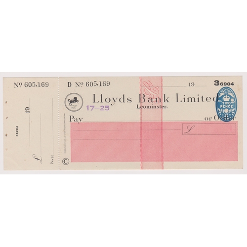 Lloyds Bank Limited, Leominster. Mint, order with c/f, RO 26.8.47 ...