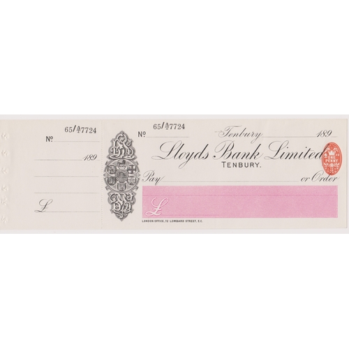 267 - Lloyds Bank Limited, Tenbury. Mint, order with c/f, RO 1.3.98. Black on white with pink panel, vigne... 