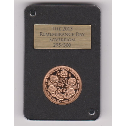 33 - 2016 Remembrance Gold Gibraltar Sovereign, Proof like, cased with certificate