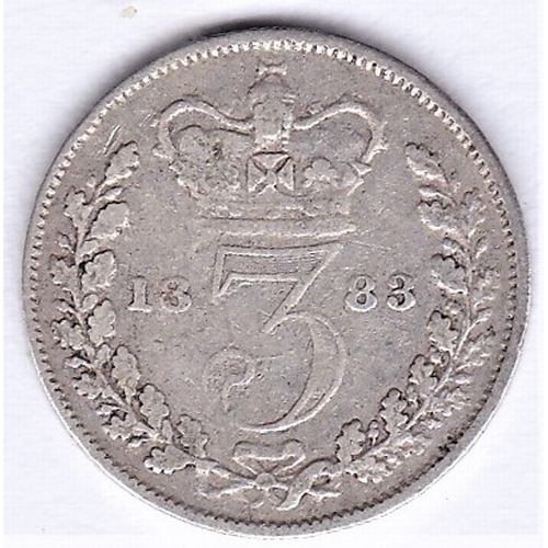 47 - Great Britain 1883 Victoria Threepence, GVF