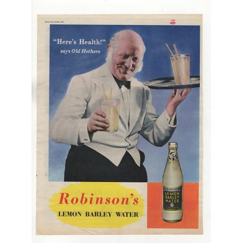 679 - Robinsons lemon Barley Water 1950-full page colour advertisement-Here's Heath-Waites with drink-9.1/... 