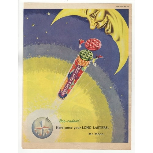 681 - Rowntree's Fruit Gums 1951-full page colour advertisement-Mr Moon and Festival of Britain logo-very ... 