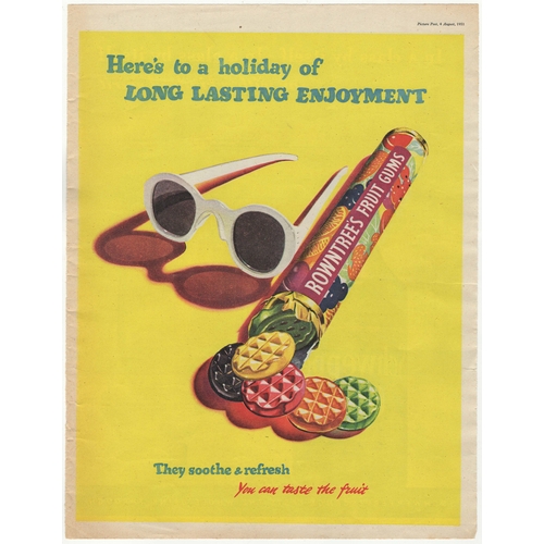 687 - Rowntree's Fruit Gums 1951-full page colour advertisement- Here's to a Holiday of Long Lasting Enjoy... 