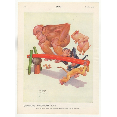 698 - Lawson Wood Comic Print 1934-Gran'Pops Nutcracker Suite-full page colour print