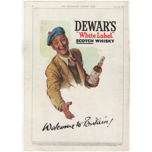 702 - Dewars White label Scotch Whisky 1951- full page advertisement-'Welcome to Britain'-very fine 9