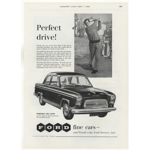 705 - Ford Cars 1958-Full page advert-black and white-Perfect Drive (Golfer), Prefect Deluxe  9