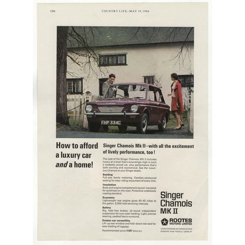 712 - Singer Chamois MKII 1966-colour page advertisement-'How to Afford a Luxury Car and a Home!'-Rootes M... 