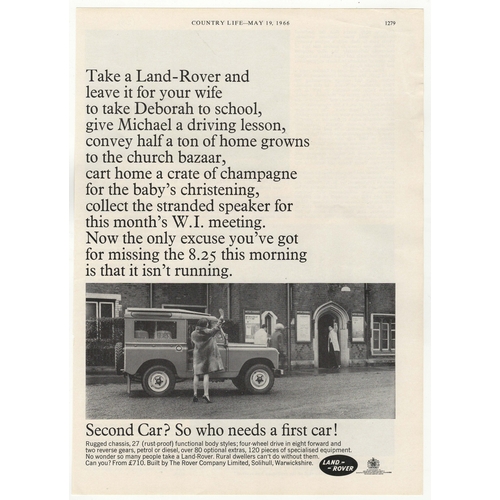 713 - Land-Rover 1966-black and white advertisement page from £710-Second Car? So Who Needs a First Car!-9... 