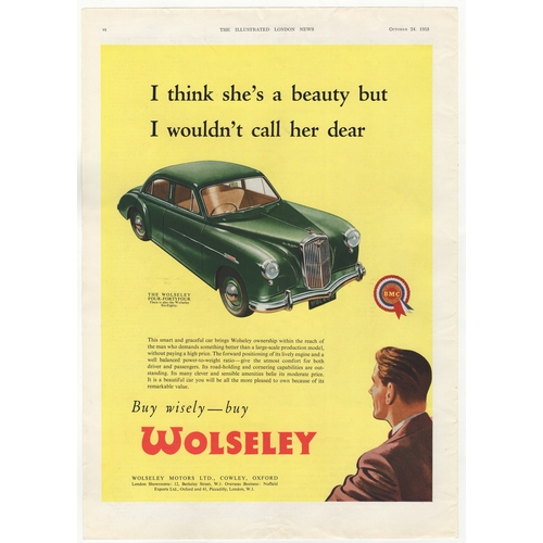 716 - Wolseley (BMC) 1953-full page colour advertisement-'The Wolseley Four-Forty Four- but wisely-buy wol... 