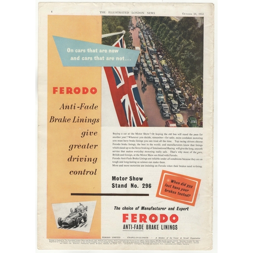 719 - Ferodo Anti-Fade Brake Linings 1953-colour full page advertisement-'Motor Show Stand 296'-10